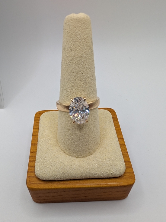 Raad Jewelry - 2.58 CT Oval Lab Diamond Ring IGI Certified F VS1 14K Gold Hidden Halo Cigar 9